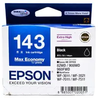 在飛比找友和YOHO優惠-精工愛普生 Epson T143 原廠黑色墨水盒 (約945