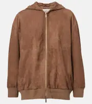 ['S Max Mara] 'S Max Mara Suede zip-up hoodie UK 12 brown