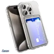 Clear Card Holder Slot Bumper TPU Case Cover For iPhone 16 Pro Max Plus 15 Pro