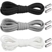 No Tie Locked Elastic Shoelace Shoe Lace Lazy Laces Sneakers Sports Kids Adults - Grey