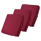 3 Pcs Couch Cushion Cover, 20"x20" Polyester Stretch Sofa Cover, Wine Red