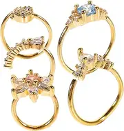 [TENDYCOCO] Nose Ring Nose Piercing Jewelry Nose Cuff Jewelry Nose Jewelry Rhinestone Outfit Ear Cuff Silver Gold Nose Studs Gold Ear Cuff Nose Hoops Copper (Gold Plating) Zircon
