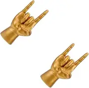 FOMIYES 2pcs Headphone Stand Decorations Key Display Stand Rock-shaped Resin Decor Key Displaying Holder Resin Desktop Adorn Rock-shaped Gesture Decor Golden Synthetic Resin