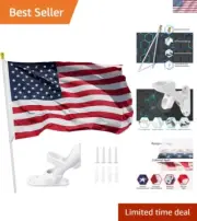 Complete 6FT Tangle-Free American Flag Pole Kit with 3x5 Ft Flag & Bracket