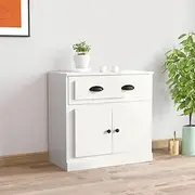 Modern High Gloss White Sideboard Cabinet, 70x35.5x67.5 cm Engineered Wood Storage Solution for Living Room, Dining, or Entryway