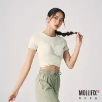 在飛比找momo購物網優惠-【Mollifix 瑪莉菲絲】下擺交疊短袖上衣、瑜珈服、瑜珈