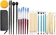 25pcs Polymer Clay Tools Modeling Clay Sculpting Tools Kit Ceramic Pottery Carving Tools Including Double Ended Dotting Tools Ball Stylus Tools Clay Tools Rubber Tip Pens Plastic Stylus Sponge