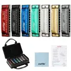 EASTTOP 10Hole Diatonic Harmonica Set of 7 Mouth Organ Harmonica Set with Case