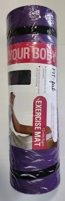 Fit & Fab Exercise Mat Gym Pad with Carrying Straps 12mm Printed Purple