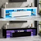 Oikiture Entertainment Unit TV Unit TV Cabinet Stand LED Gloss 180CM Black White