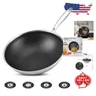 Stainless Steel 12" Wok with Honeycomb Non-Stick Coating - Induction Ready
