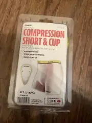 New FRANKLIN FLEXPRO Compression Shorts & Cup Youth S/M Waist 21-24 inches White