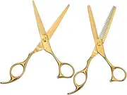 Ipetboom Barber Hair Thinning Scissors 2 Pcs Hairdressing Scissors Set Anti-slip Handle for Home Salons