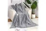 Advwin Electric Heated Throw Washable Flannel Blanket Grey