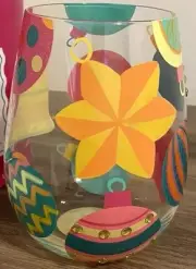 Hand Painted Wine Glass Lolita “EYE CANDY” Stemless NEW Drinkware Glassware