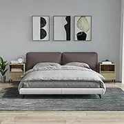 Bedside Cabinet with 1 Compartment and 1 Drawer, Side Table, Nightstand, Storage Organizer Cabinet - Modern Home Decor, Set of 2, 40 x 35 x 50 cm, Engineered Wood + Metal