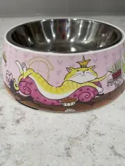 "Where The Queen" 5” Cat Bowl Go Green Bamboo Kitty Feeding Removable Stainless