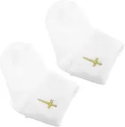 Ipetboom 1 Pair Christening Socks for Boys Soft Cotton Turn Cuff Baptism Footwear with Cross Design Year Old Non Slip Hosiery for Special Occasions and Everyday Wear