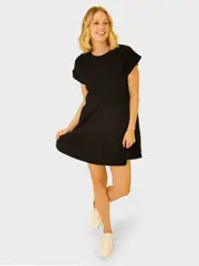 Womens Short Sleeve Tiered Mini Dress