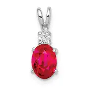 14k White Gold 7x5mm Oval Ruby AAA Diamond pendant