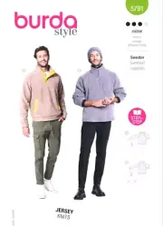 Burda 5791 Men's Tops Sewing Pattern (2 Styles) Men's Sizes 36-46 NEW!