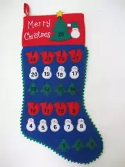 Christmas Stocking Advent Calendar Applique Felt Tree Cardinal Snowman Star