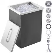 VEVOR Drop in Ice Chest, 14"L x 12"W x 18"H Stainless Steel Ice Cooler, Commercial Ice Bin with Cover, 40 qt Outdoor Kitchen Ice Bar, Drain-pipe and D