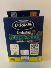 Dr Scholls Men's Graduated Compression Support Socks White 20-30 mmHg Sz X Large
