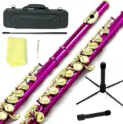 NEW Band Approved Hot Pink C Foot Flute/gold Keys/Hard & Soft Cases