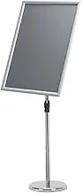 Spiral Style Floor Standing Sign Holder A2 Poster Stand Holder Adjustable Pedestal 17x23.5 Inch Vertical And Horizontal View Sign Display, Aluminum Snap Open Frame black