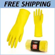 Durable Multi-Purpose Rubber Gloves with 12cm Long Sleeves - 10 Pairs in Yellow