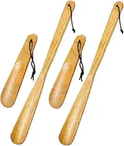 [Yardwe] Wooden Shoe Horns Ergonomic Handle Set for Seniors Men Women and Practical Use