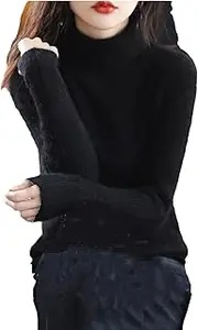 [Hamthuit] Women Casual Warm Pullover Sweater Loose Long Sleeve Solid Color Sweater Knitted Bottoming Pullover