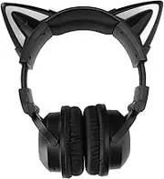 Cat Ear Bluetooth Headset, Bluetrumv5.0 Gaming Headphone with Microphone and Colorful LED Light, Cute Cat Stereo Headset, Dual Mode Connection, for Girls Children Women