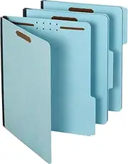 Globe Weis Pendaflex Pressboard Fastener Folders, Letter Size, Light Blue, 1" Expansion, 1/3 Cut, 25/BX (615F21-3BLU)