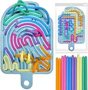Silicone Sensory Activity Board, Double-Side Fidget Toy for Anxiety, Stress, ADHD, Autism and Calming, Silent, No Mess, Sensory Board with Portable Travel Bag & 12 Strings, Kids 3+ & Adult, Blue