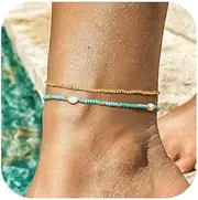 [TINGN] Anklet for Women - Handmade Boho Colourful Anklet Bracelets for Women Adjustable Double Anklet Beach Anklet Set Accessories for Women Teenager Girls Jewellery Gifts