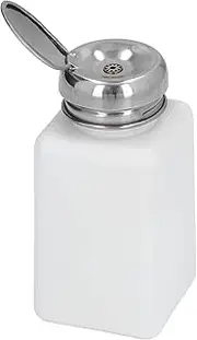 Liquid Dispenser Pump, 200ML Press Type ESD Safety Anti Static Stainless Steel Lid Dispenser Pump Bottle Anti Backflow Small Portable Solvent Dispenser for Acetone, IPA Solvent, Oil(White)