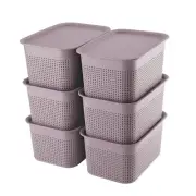 Plastic Storage Bins With Lid Set of 6 Storage Baskets for Organizing Contain...