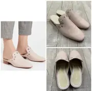 NIB $450 Rag & Bone Luis Leather Loafer Mule In Nude Grommet Size: 39 (US 9)