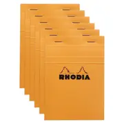 6x Rhodia No13 Top Stapled A6 Notepad Office Stationery Note Pad 5x5 Grid Orange