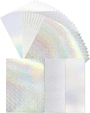 Cinvo 30 Pack Metallic Holographic Card Stock Shiny Iridescent A4 Thick Cardstock Mirror Paper Poster Boards Reflective Sheets for Cardmaking Scrapbook Signs Party Decor DIY Craft (21x28cm, 3 Designs)