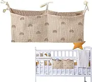 Bedside Diaper Caddy - Crib Bedside Caddy Organizer - Space-Saving Crib Accessories for Toys Books Milk Bottles Tissues Wipes