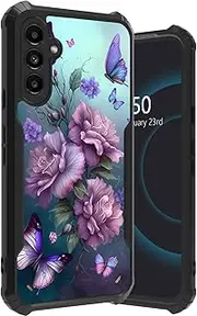 for Samsung Galaxy S23 FE 5G Case for Galaxy S23 FE 5G Case,Thin Slim Soft Four Corners TPU Silicone Shockproof Drop Protection Cover Case for Samsung S23 FE 5G 6.4 Inch,Pink Butterfly Flower
