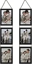 Lavezee 5x7 Collage Triple Picture Frames Set, Black 6 Opening Hanging Vertical Frame Made to Display 5 by 7 Inch Photo Print for Wall Decor BR220946