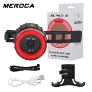 Meroca Rear LED Light, USB type C Rechargeable, Multifunction with Brake Sensor