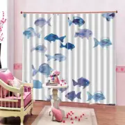 Fish Swim In Water 3D Curtain Blockout Photo Printing Curtains Drape Fabric
