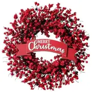 22 Inch Christmas Red Berries Wreath for Front Door, Farmhouse Rustic