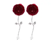 [Magda Butrym] Magda Butrym Rose-pearl Earrings ONE SIZE SILVER/RED
