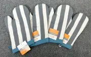 MU Kitchen Oven Mitt 2 Pair 4 Gloves Up North Stripe Cotton Terry Lined 13in
